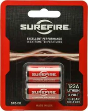 SureFire SF2-CB 2 Pack of SureFire SF123A Lithium Batteries exp 2031