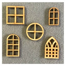 Dolls House Window & Doors - MDF Craft Shapes - Wooden Home Tags Embellishments