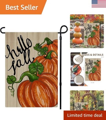 Elegant 12x18 Inch Fall Yard Flag   Durable, Double-Sided Pumpkin Decor