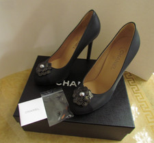 New CHANEL pump calfskin grey/black high heel Shoes EU 39 ,US 8,5, UK 6,5,AU 5,5