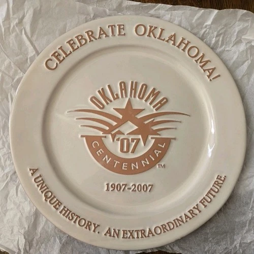 Frankoma Celebrate Oklahoma Centennial Commemorative  2007 Plate 10.5