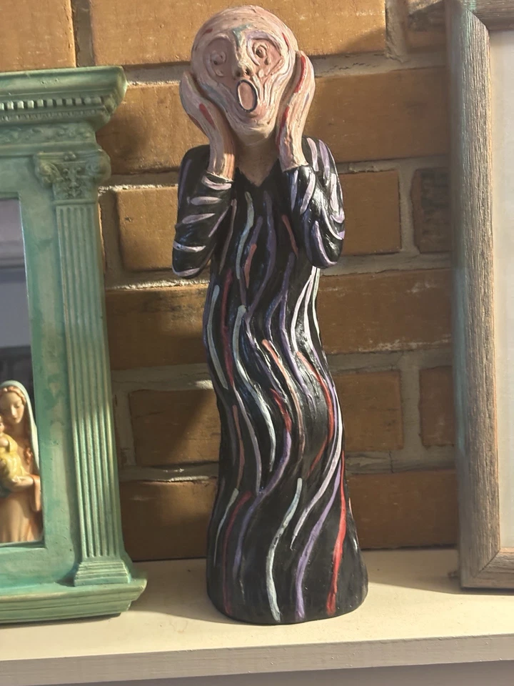Diseño Toscano el Grito Silencioso Estatua Edvard Munch, Tamaño Grande, 15.5" H Foto 2 de 4