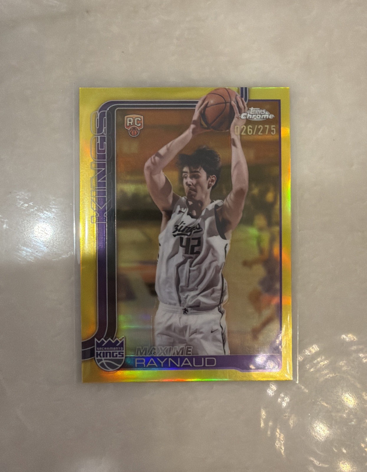 2025-26 Topps Chrome Maxime Raynaud Rookie RC Yellow Refractor /275 #293 Kings