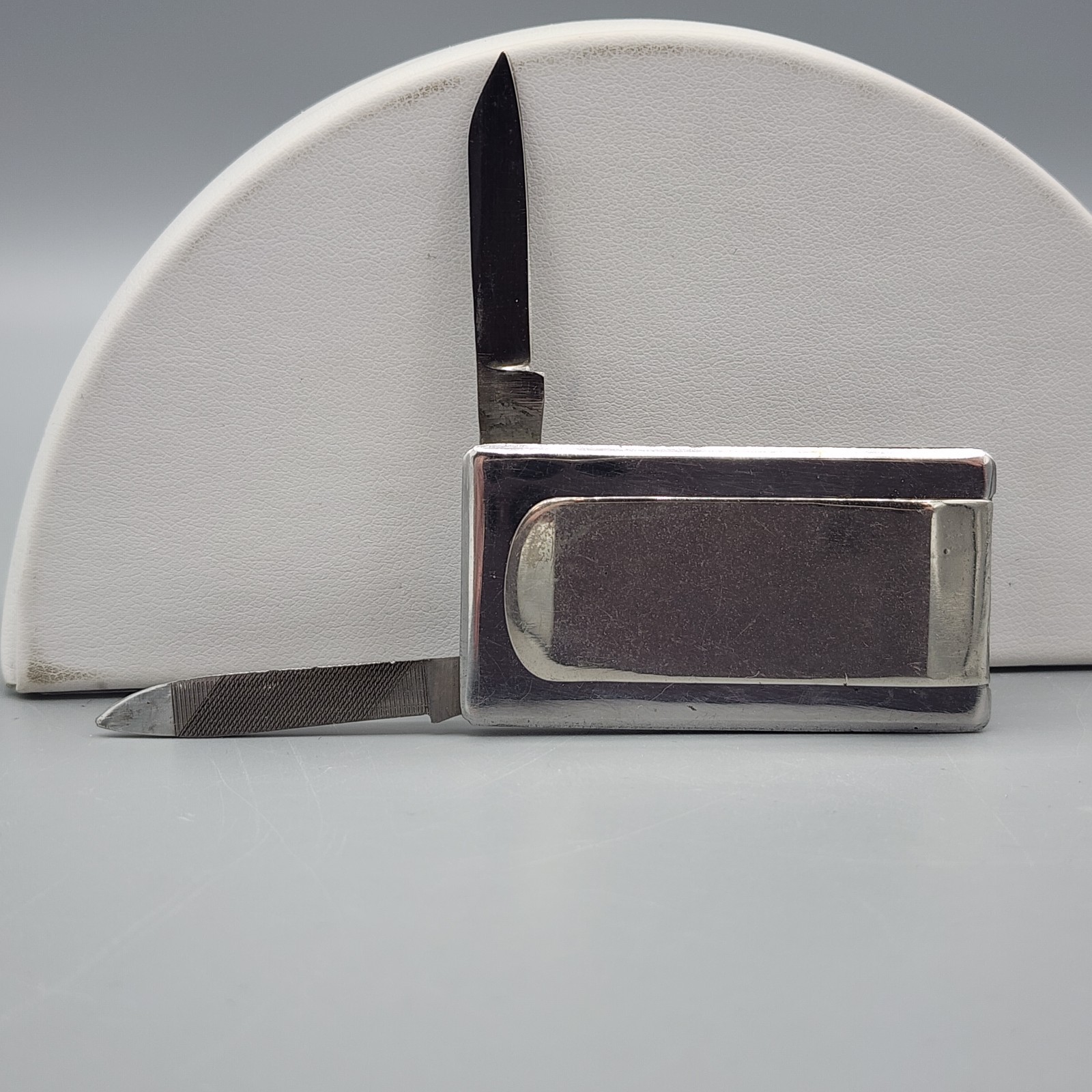 Vintage Money Clip Multi Tool Pocket Knife Stainless Steel Japan File and Blade-image