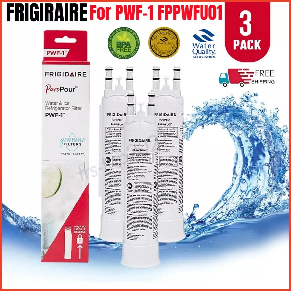 GLACIER FRESH FPPWFU01 Lot De 3 Filtres à Eau De Rechange Pour