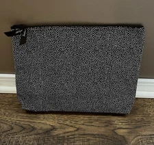 Thirty One Zipper Pouch Pin Dots Brown ~ Cosmetic Makeup Pencil Bag 31 Gifts