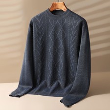 Men Stylish Sweater Pullover O Neck Solid Color Warm Fleece Knitwear Jumper Top