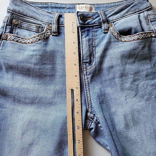 Shyanne Embroidered Mid Rise Flare Jeans 27 Light Wash Stretch Denim Boho Hippie - Picture 9 of 15