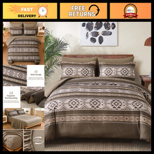 Boho Western King Size Comforter Set, 7-Piece Fall Brown Bedding Collection
