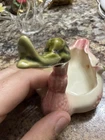 Vtg MidCentury HULL Sm PINK & GREEN DUCK POTTERY PLANTER or ASHTRAY Vry Gd Cond