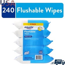 Hypoallergenic Fresh Scent Flushable Wet Wipes Easy Dispensing 240 Count 5 Pack