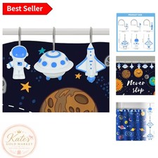 Decorative Space Shower Curtain Hooks - 12 Pieces Rustproof Rings for Fun Baths