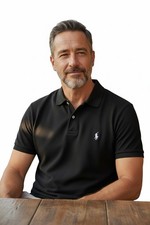 Polo Ralph Lauren Mens Polo Shirt Size Large Black Classic Golf Short Sleeve EUC