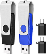 2GB USB Flash Drive 2-Pack Thumb Drive Fat USB 2.0 Flash Drives (&2PCS Type-C Ad