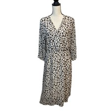 LOFT Outlet Leopard Print Crossover Midi Dress Large