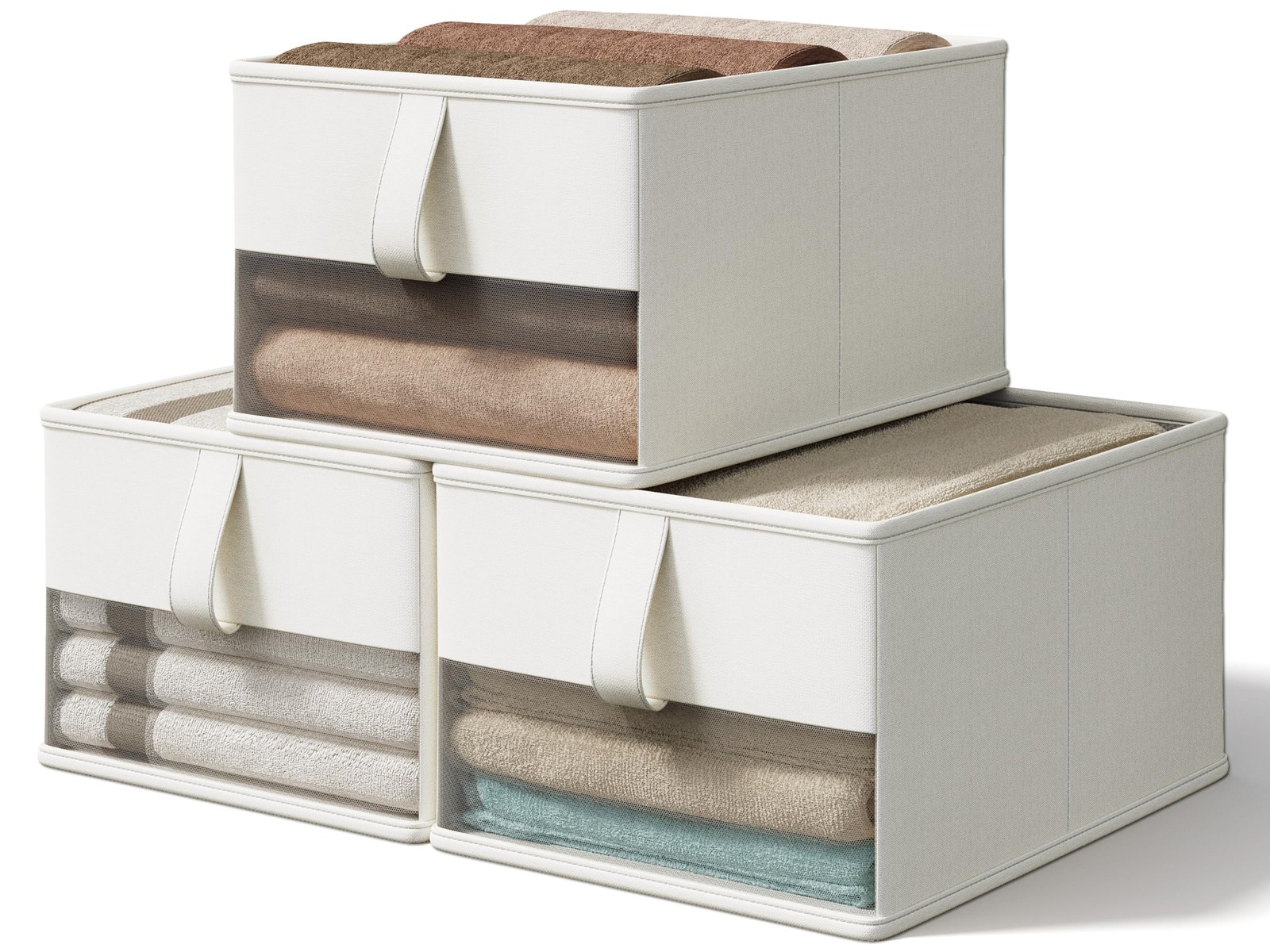 Foldable Fabric Storage Bins with Clear View Window for Closet and Shelf Organization-image