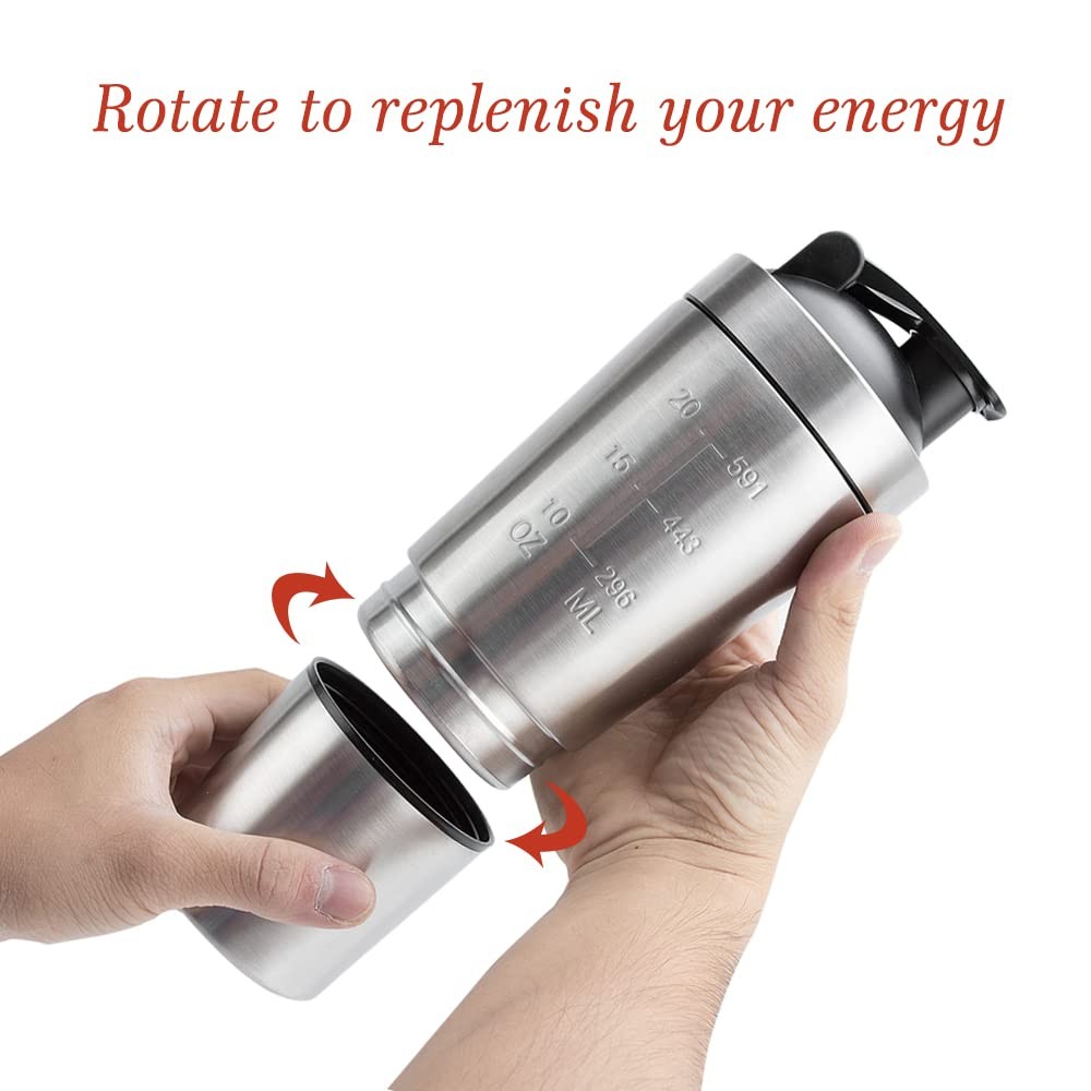27oz Stainless Steel Protein Shaker Bottle with Wire Whisk BPA Free Leak