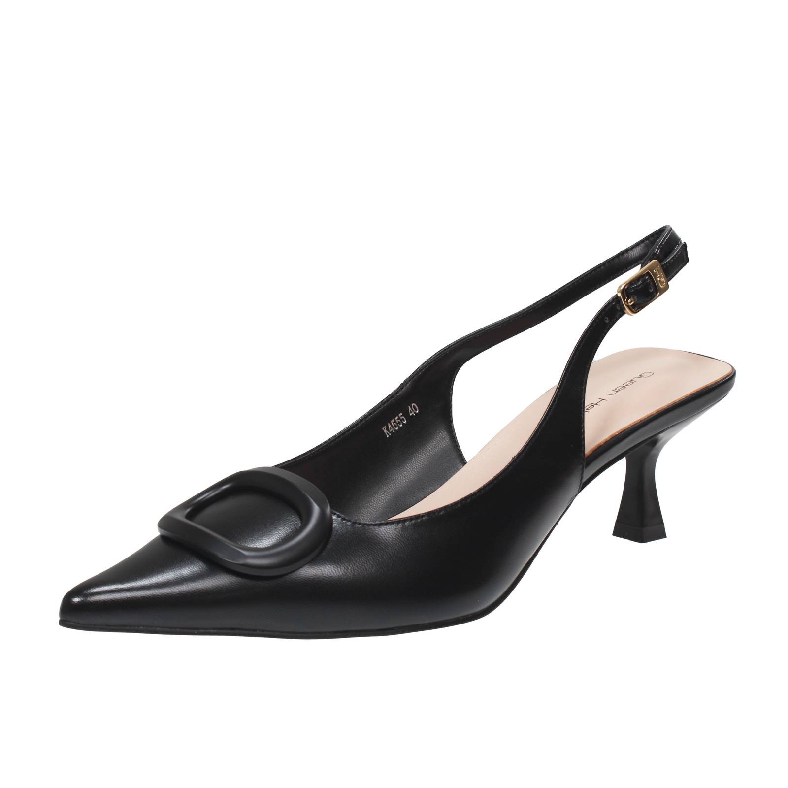 Queen Helena Pumps mit schwarzem Riemchen - Größe 37 [23,8 cm] Damenschuhe