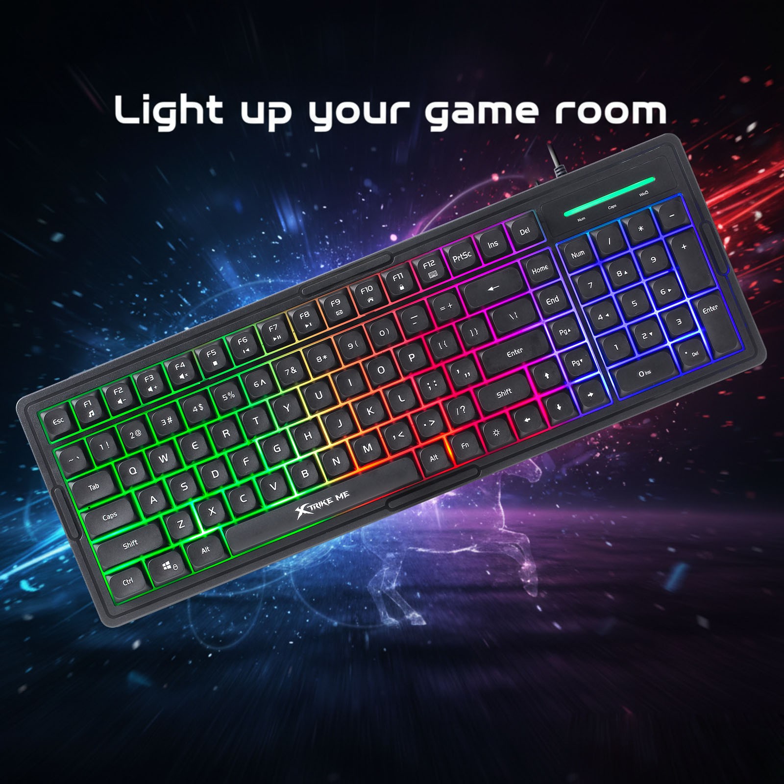 XTRIKE ME USB Wired Gaming Keyboard RGB Backlit 100-Key Sile