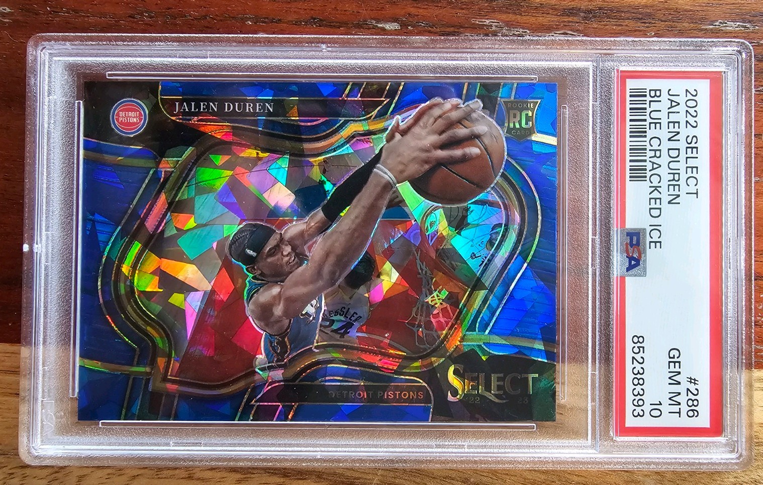 Pop 2! 2022-23 Select Jalen Duren Courtside Blue Cracked Ice #286 RC PSA 10 💎