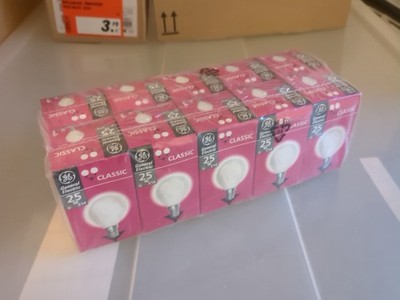 10x GE lighting Classic Glühbirne Globe 25 Watt E14 Matt Weiß
