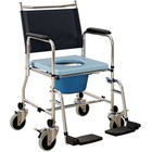 HOMCOM Shower Wheelchair, Commode Wheeled Chair with Padded Seat, Backrest