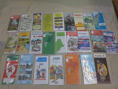 Lot of 25 Vintage 1950s-1970s GAS STATION ROAD MAPS Eastern U.S. Esso, 76, Gulf+