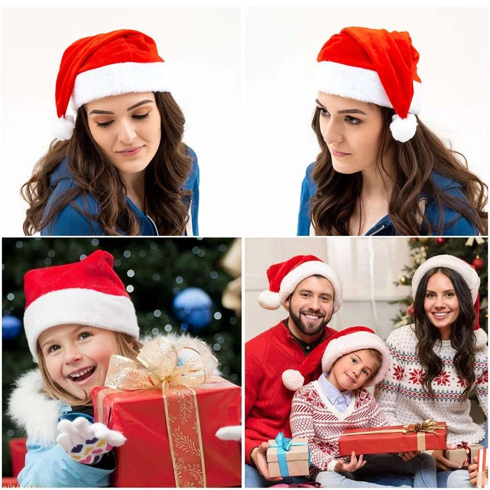 1-3 Piezas Navidad Adultos Niños Sombrero de Papá Noel Hogar Cálido Felpa Navidad Gorra Disfraz con disfraces Foto 4 de 4