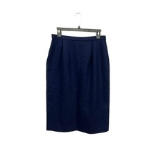 VTG Pendleton 100 Virgin Wool Dark Blue High Waist Midi Skirt Sz 10 Medium