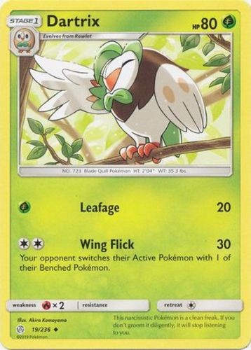 Dartrix - 19/236 - Uncommon (Lp) Cosmic Eclipse - Grass Pokémon