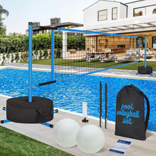 Pool Volleyball Net Set for Inground/Above Ground Pools with Sand-Filled Weighte