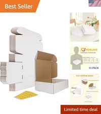 13x10x4 White Corrugated Cardboard Shipping Boxes Set of 15 with Stickers