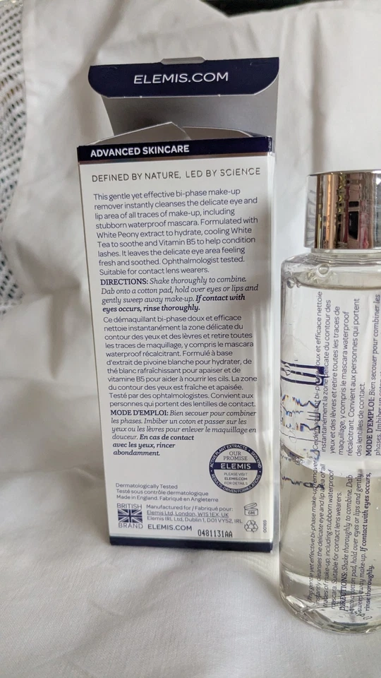 UNUSED NEW BOXED 125ML ELEMIS WHITE FLOWERS EYE AND LIP MAKE UP REMOVER - Image 2 of 3