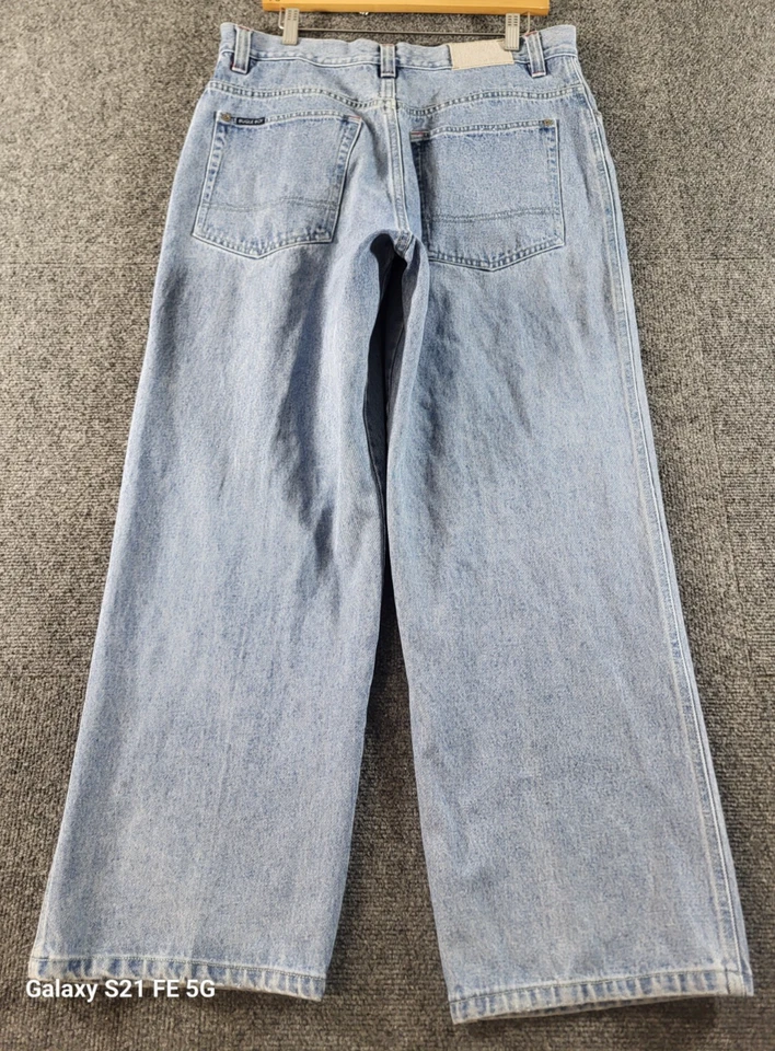 VTG Bugle Boy Y2K Loose Relaxed Wide Leg Jeans Mens ACT SZ 34x30 Lighter Wash - Image 4 of 4