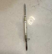 2-Blade Stiletto Lever Lock Manual Pocketknife White/Silver Plastic Handle