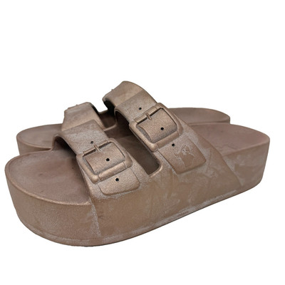 Cacatoes Caipirinha Women's Metallic Copper Platform Buckle Sandals Size 7 US