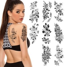 URAQT Temporary Tattoos, 8 Sheets 3D Extra Large Waterproof Sexy Flowers...