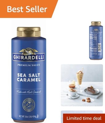 Decadent 16 oz Sea Salt Caramel Sauce in Squeeze Bottle for Desserts & Drinks