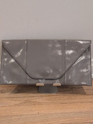 Halogen Gray Patent Envelope Clutch