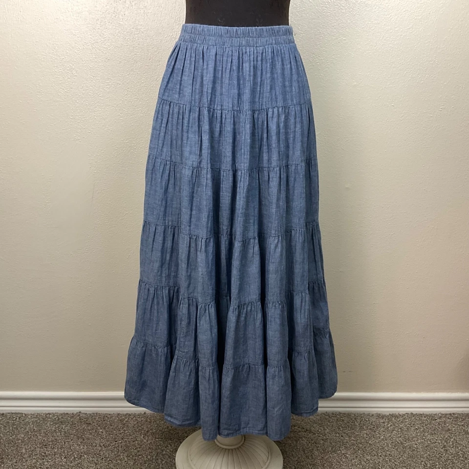 Falda De Colección On The Verge Cambray 6 Niveles Círculo Escoba Pradera Rodeo EE. UU. Talla L Foto 4 de 4