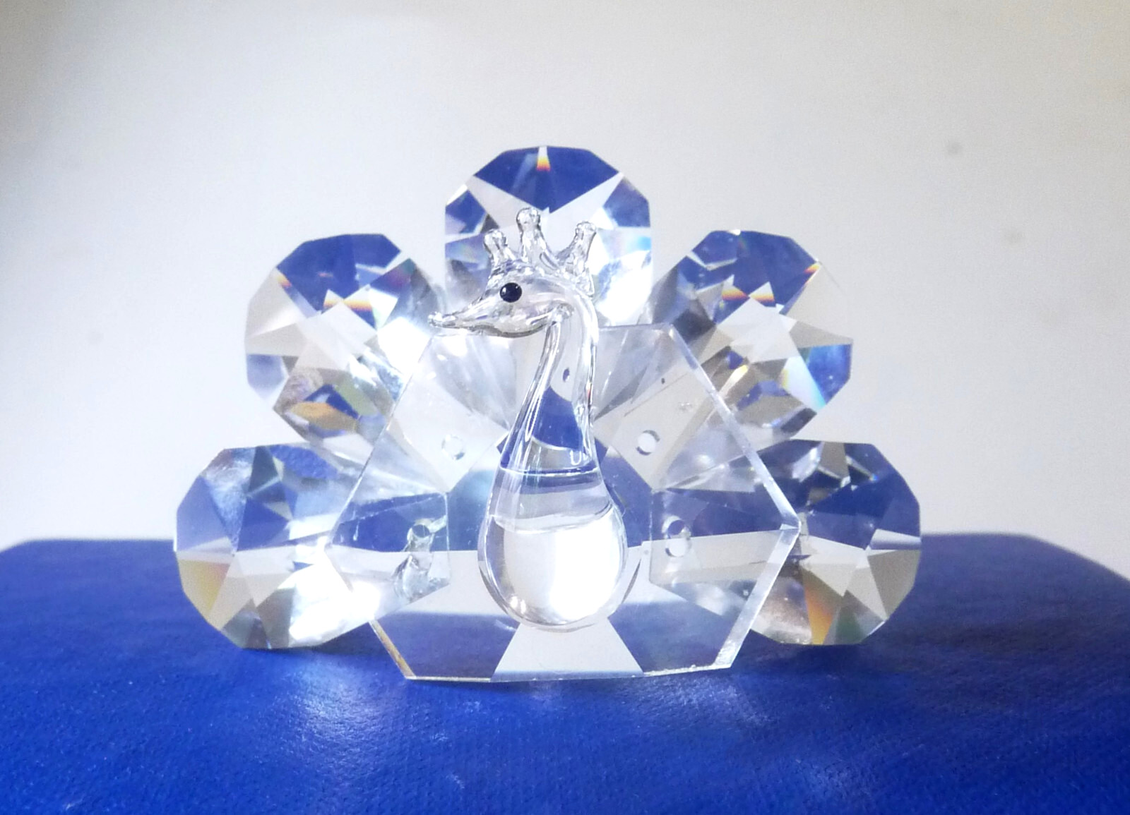 Rare Austrian Crystal 5 Feather Peacock Figurine