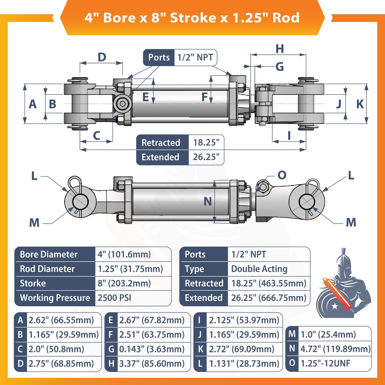 4x8 Hydraulic Cylinder 4