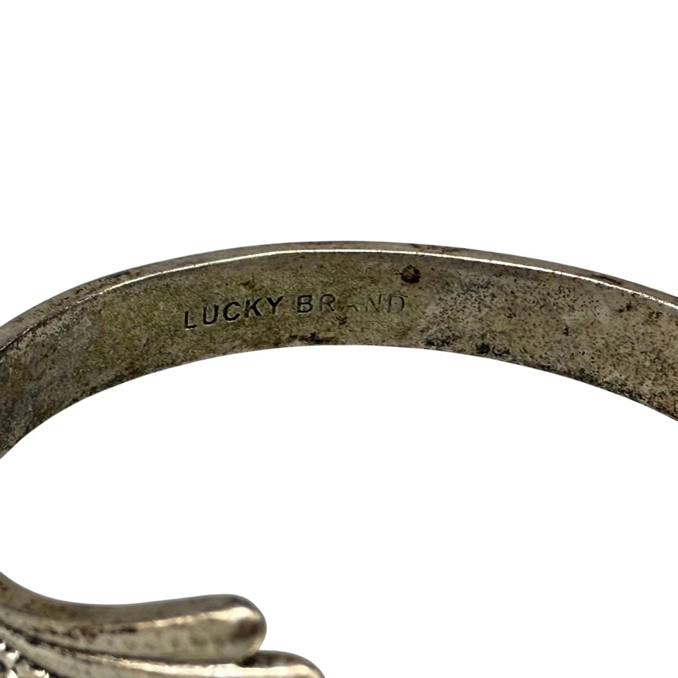 Brazalete Brazalete Lucky Brand Estilo Texturizado Tono Plateado Suroeste Boho Foto 3 de 4