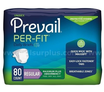 Prevail Per-Fit Maximum Incontinence Brief, Regular (CS/80) 80CT