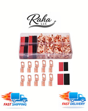 TKDMR 160Pcs Copper Wire Lugs AWG2 4 6 8 10 12 with Heat Shrink Set, 80Pcs