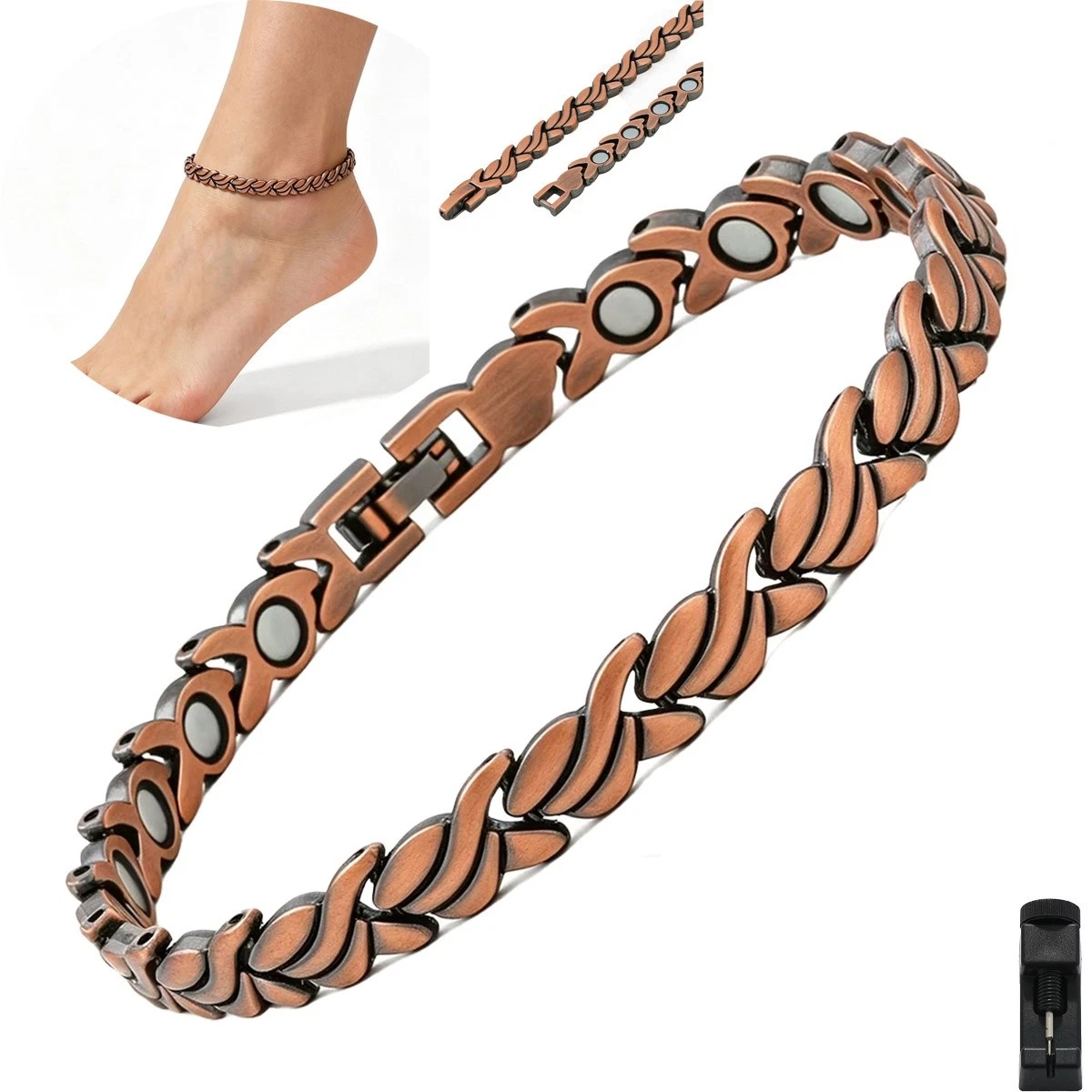 Copper Anklet for Women Magnetic Ankle Copper Adjustable Bracelet Best Gifts