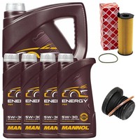 MotoröL Filter Set Mannol 5W-30 Api SN/CH-4 9 Liter + Schraube FüR Audi A6 A8