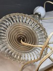 1930’s Cut Glass Crystal Boudoir Table Lamp Starcut Blue Shade Architecual body — photo 5