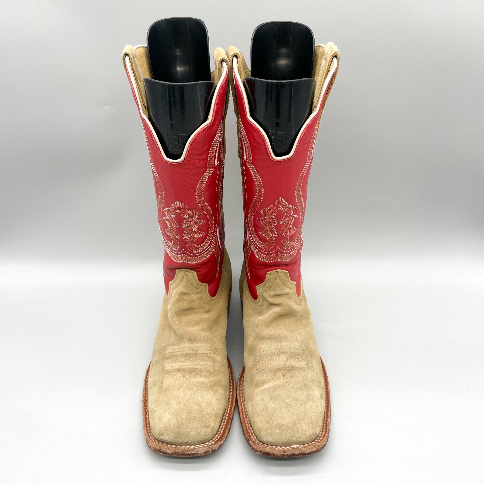 Square Boot Design R Watson Mens 8 D Western Cowboy Boots Red Tan Roughout Suede Square ...