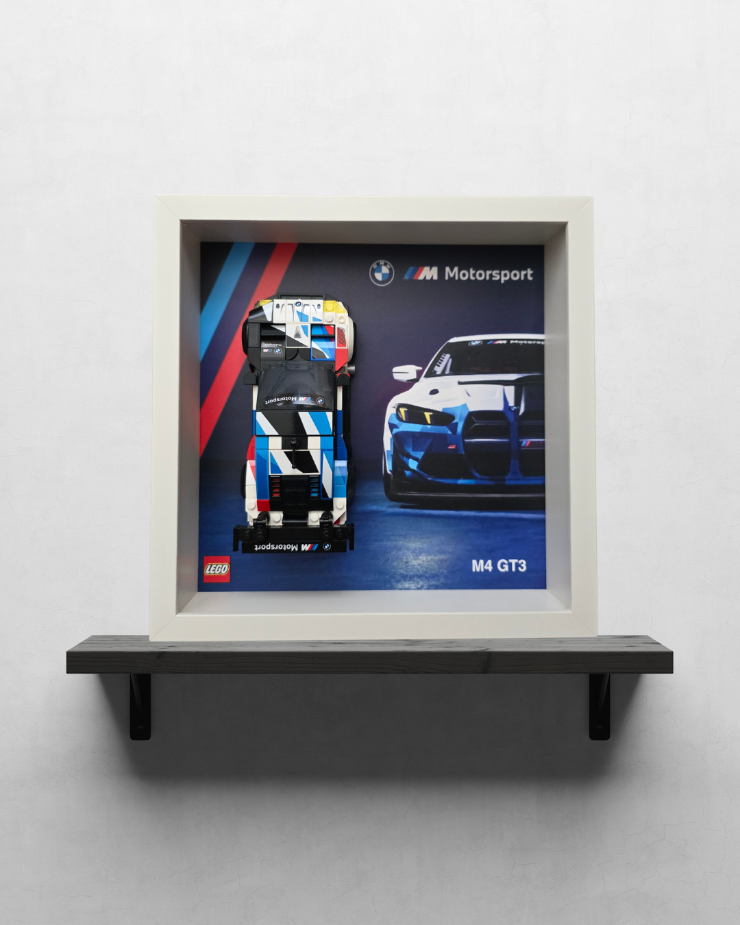Cadre pour LEGO Speed Champions BMW M4 GT3 vitrine murale 27x27 cm en plexiglas noir